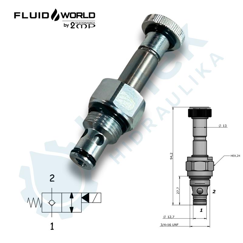 2/2 VENTIL NORMALNO ZATVOREN, 3/4-16 UNF 40L/min