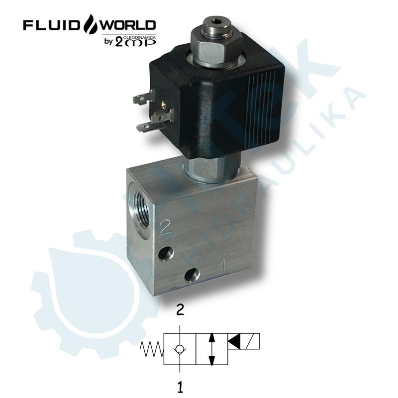 2/2 VENTIL NORMALNO ZATVOREN, 40L/min + BLOK 3/8