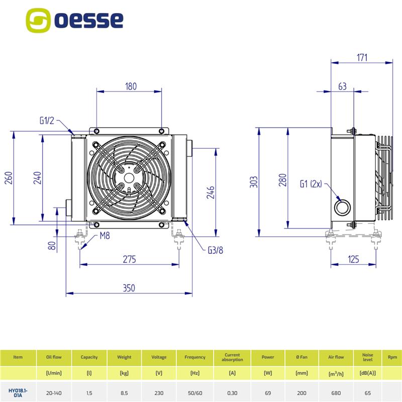 HLADNJAK ULJA 20-100 L/min 230V