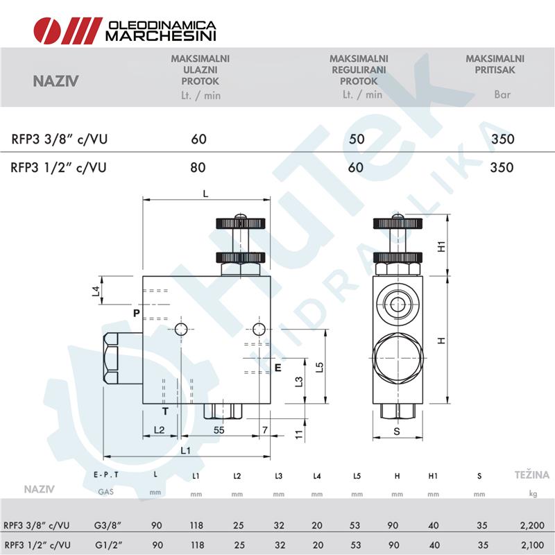 JEDNOSMJERNI REGULATOR PROTOKA G3/8