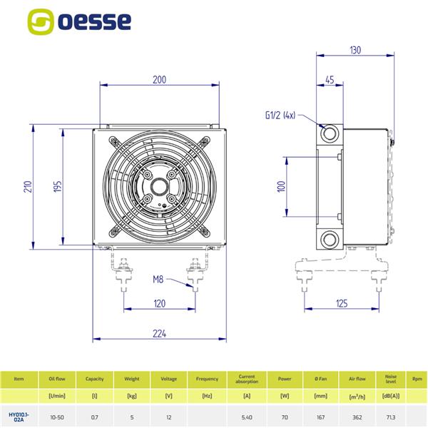 HLADNJAK ULJA 10-50 L/min 12V DC
