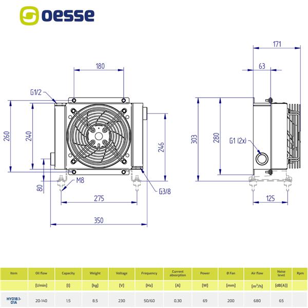 HLADNJAK ULJA 20-100 L/min 230V