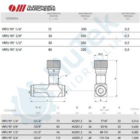 PRIGUŠNO NEPOVRATNI VENTIL 90° 
