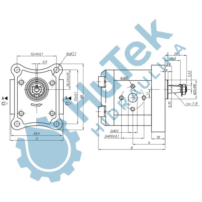 ZUPČASTI HIDROMOTOR GR.1 4,2cm3 EU