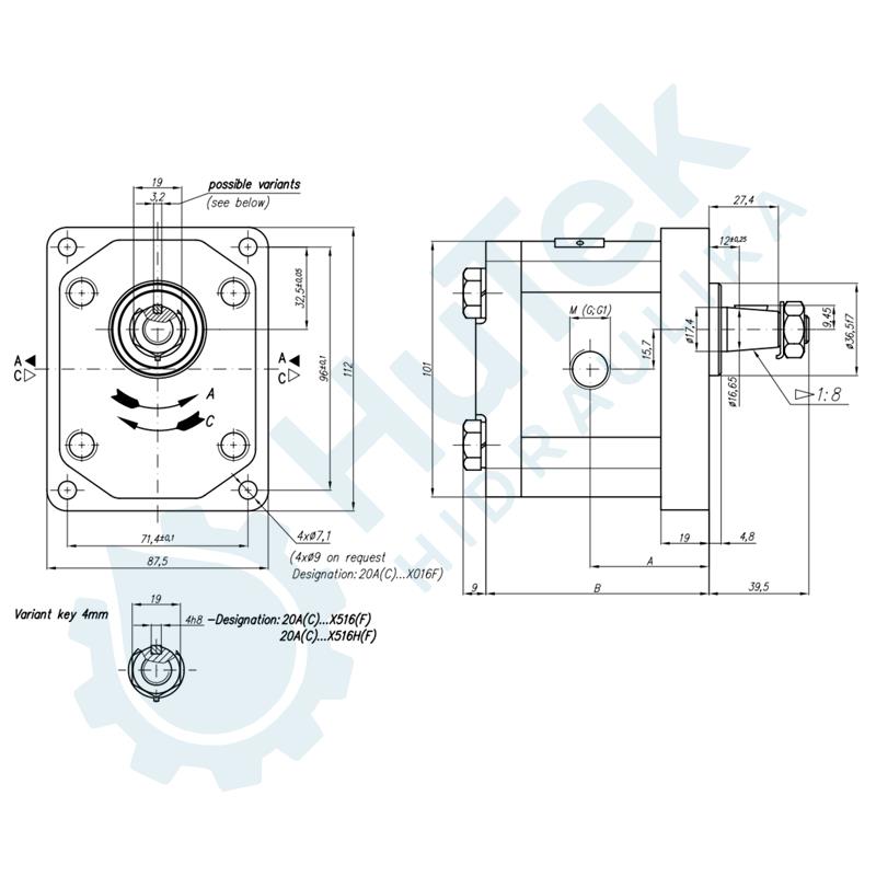 ZUPČASTA PUMPA GR.2 EU SA NAVOJIMA U TIJELU 