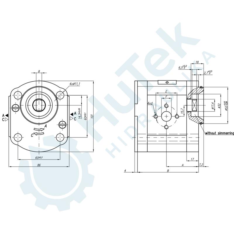 ZUPČASTA PUMPA GR.2 EU ZA SPAJANJE ZADNJA