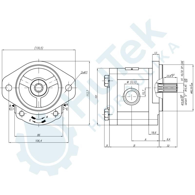 ZUPČASTA PUMPA 11 CCM SAE A 9T NAVOJ U TIJELU M20X1,5