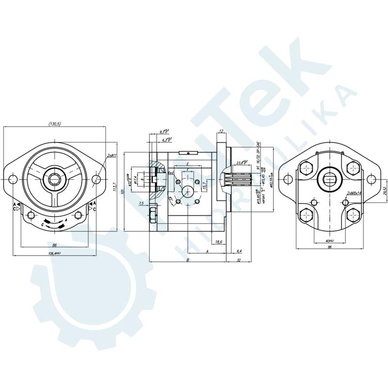 ZUPČASTA PUMPA SAE A 9T PREDNJA ZA SPAJANJE GR.2+GR.1